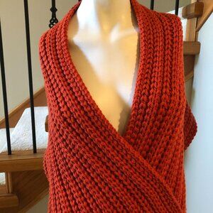 Hand-woven Cozy Knit Scarf or Wrap in Burnt Orange Sz OS - no fabric tag